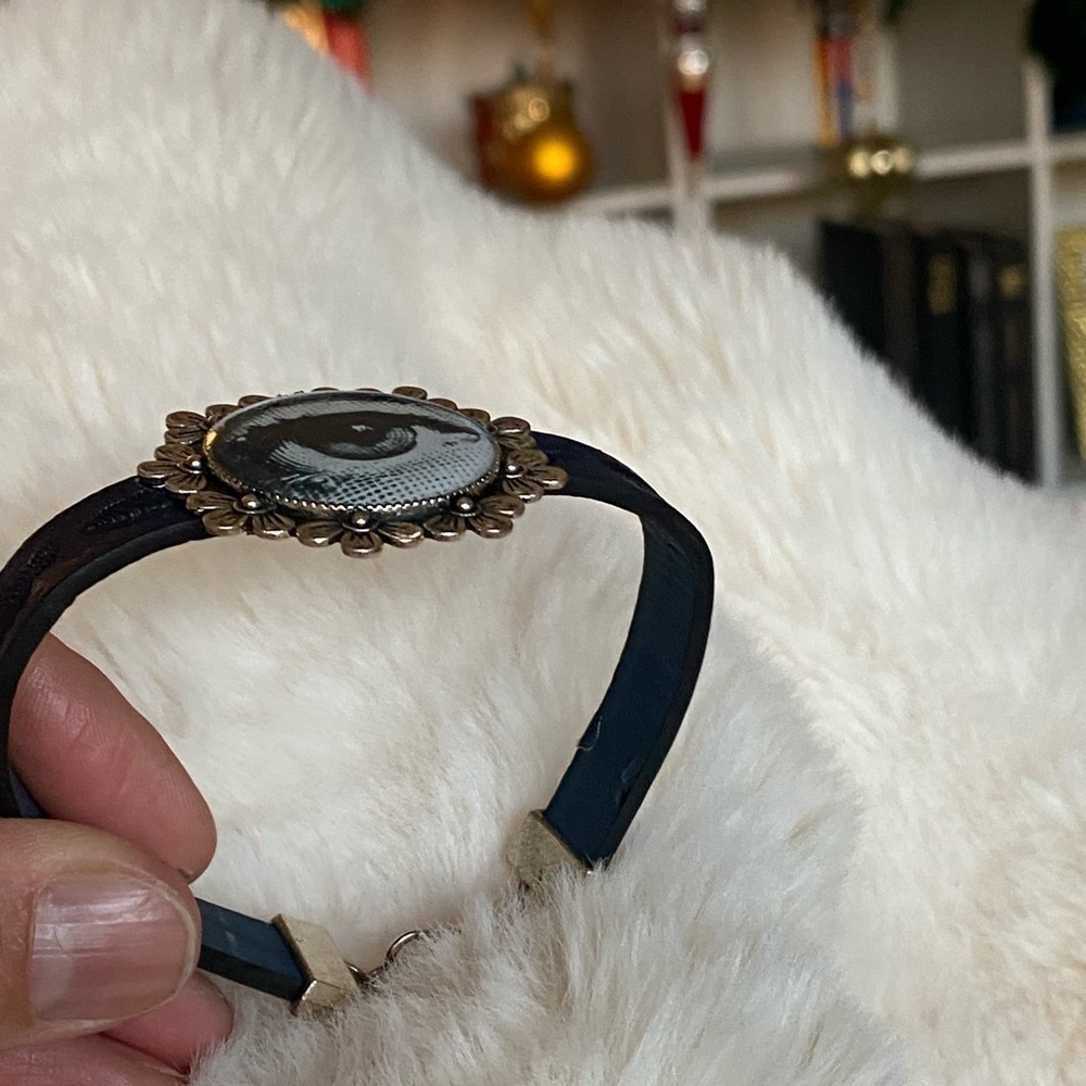 Fornasetti black leather Bracelet with black Band Evil eye Protection - Picture 3 of 7